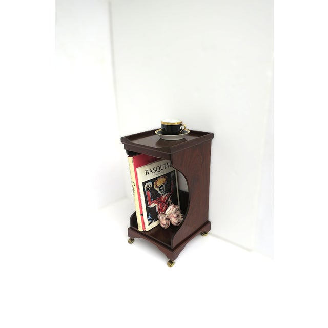 Mid 20th Century Telephone Table Mahogany Wood Leather, Two Avail. For Sale - Image 5 of 12