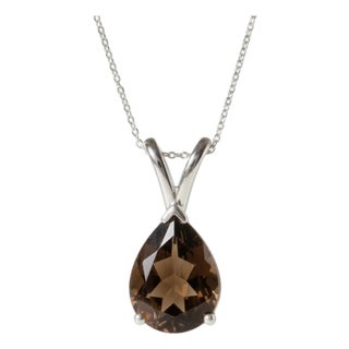 Smoky Topaz Pear Cut Pendant, Brown Gemstone Stackable Pendant For Sale