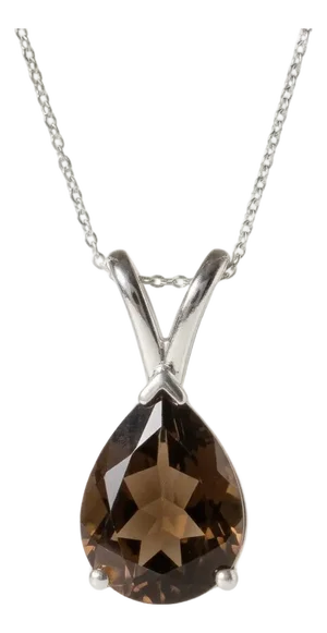 Smoky Topaz Pear Cut Pendant, Brown Gemstone Stackable Pendant
