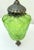 1950s Vintage Mid-Century Optic Green Glass Lantern For Sale - Image 5 of 9