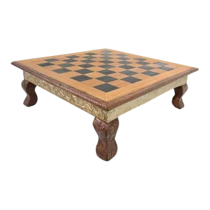 Mid 20th Century Anglo Raj Hand-Crafted Game Chess Low Table India