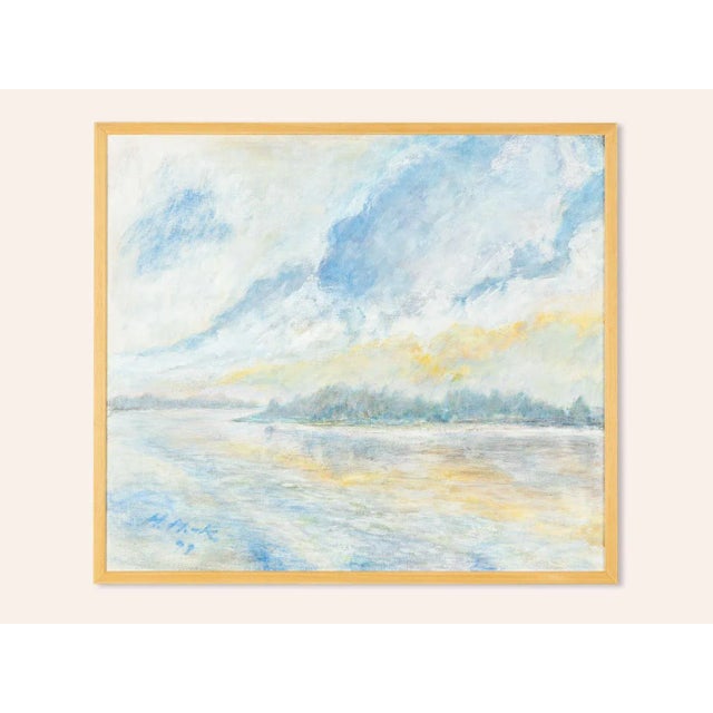 Blue hour by helga müller around 1990. Double motive. Acrylic on handmade paper. Ready to hang, nestled between two beech...