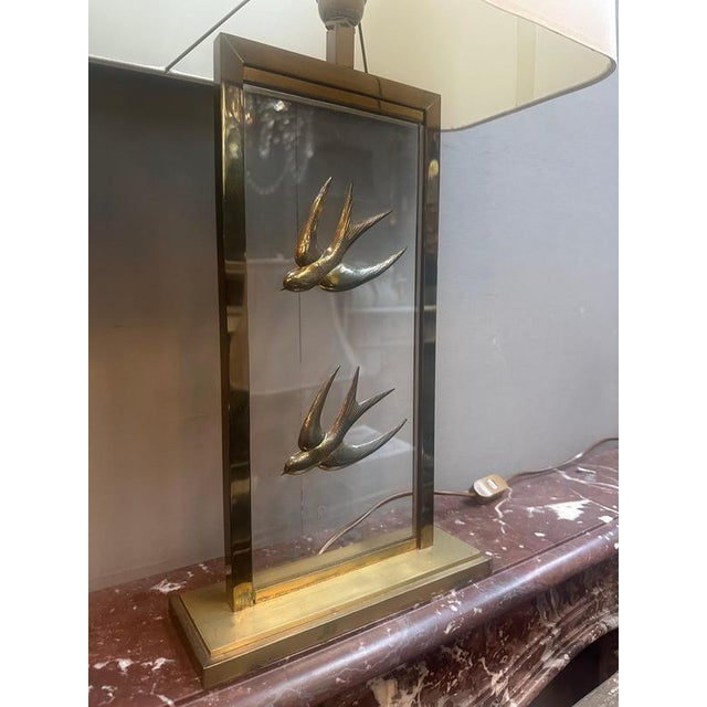 Vintage French Decorative Table Lamps in Glass and Brass, 1970, Set of 2 For Sale - Image 14 of 17