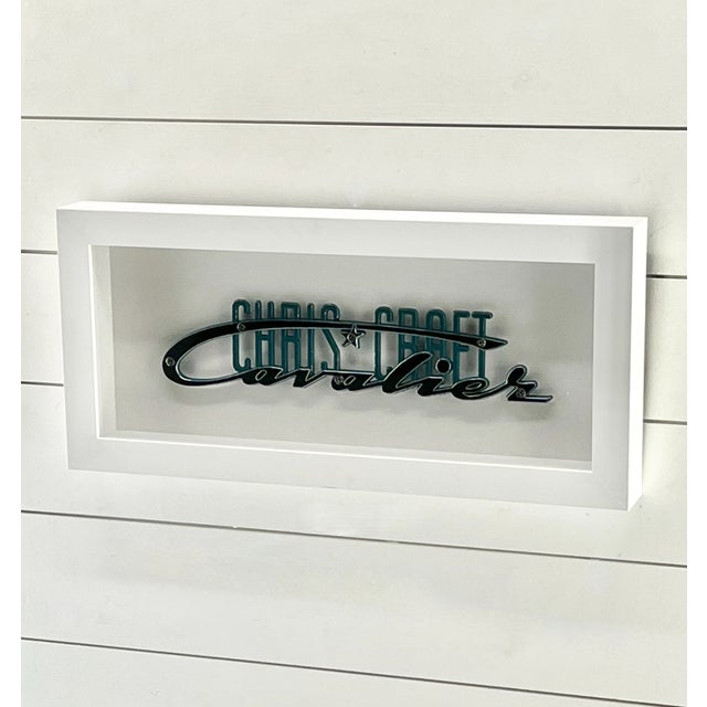 Very cool framed chrome Chris Craft wood boat logo. Great summer look for your beach house.... A real vintage , Rare Great...