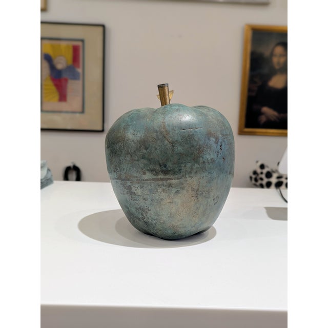 Mid-Century Modern Mid-Century Modern Verdigris Metal Apple Sculpture For Sale - Image 3 of 7