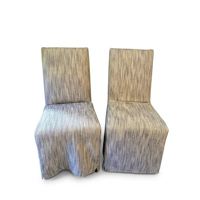 Cisco Home Tailored Parsons Dining Chairs With Custom Slipcovers - A Pair For Sale