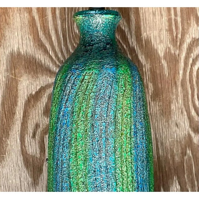 Vintage Midcentury Textured Stripe Table Lamp For Sale - Image 10 of 12