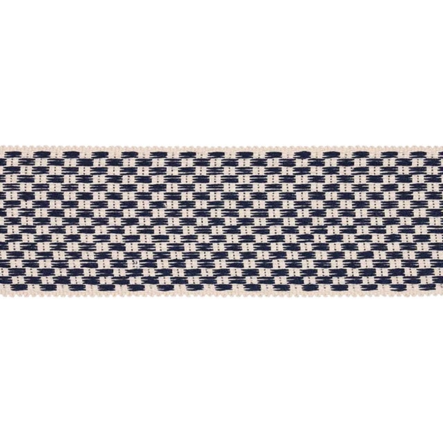 Sample - Schumacher Crawford Check Tape Wide in Indigo For Sale