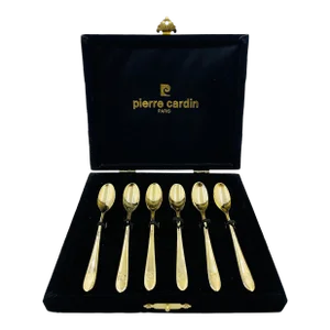 Mid 20th Century Pierre Cardin 6-Piece Gold Hors D’oeuvres Spoon Set in Original Box