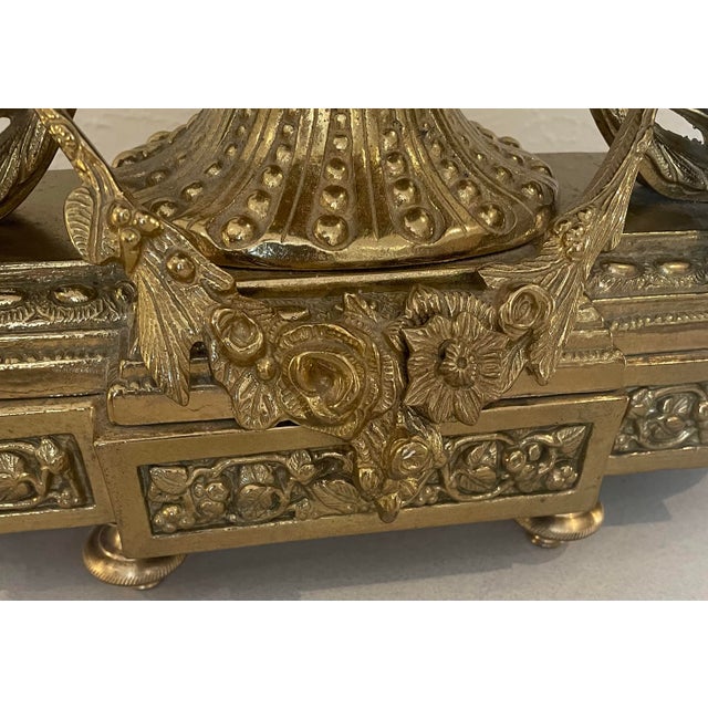 Bronze Vintage Brevettato French Style Gilt Mantle Clock With Cherubs For Sale - Image 8 of 12