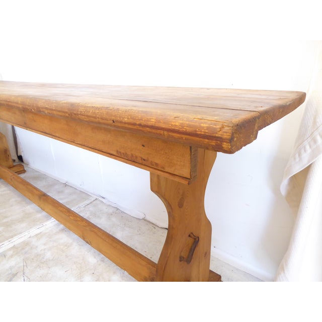 American Antique Rustic Pine Console Table For Sale - Image 3 of 4