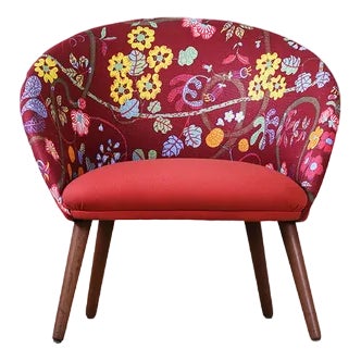 Cocktail Chair with Print by Josef Frank, 1950s For Sale