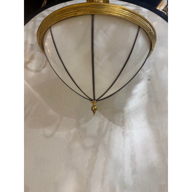 1910 Bronze and Leaded Glass Pedant For Sale - Image 4 of 6