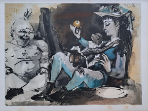 Pablo Picasso, Woman, Monkey and Nude Sage, 1954, Lithograph