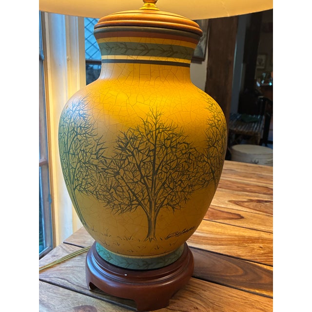 2000 - 2009 Vintage Bob Timberlake Ceramic Table Lamp - Arts & Crafts Tree Silhouette - Art Pottery For Sale - Image 5 of 11