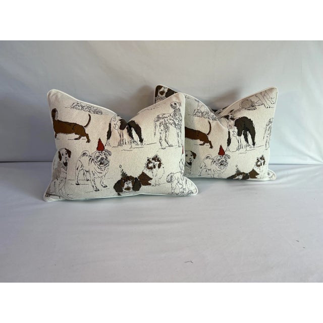 Art Deco Early 21st Century Buddys Bush Puppy Pattern Pillows- a Pair For Sale - Image 3 of 3