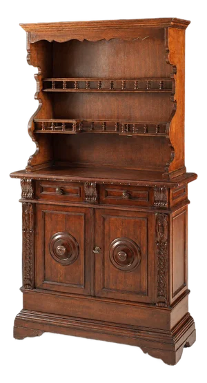 Antique Italian Walnut Buffet With Open Hutch