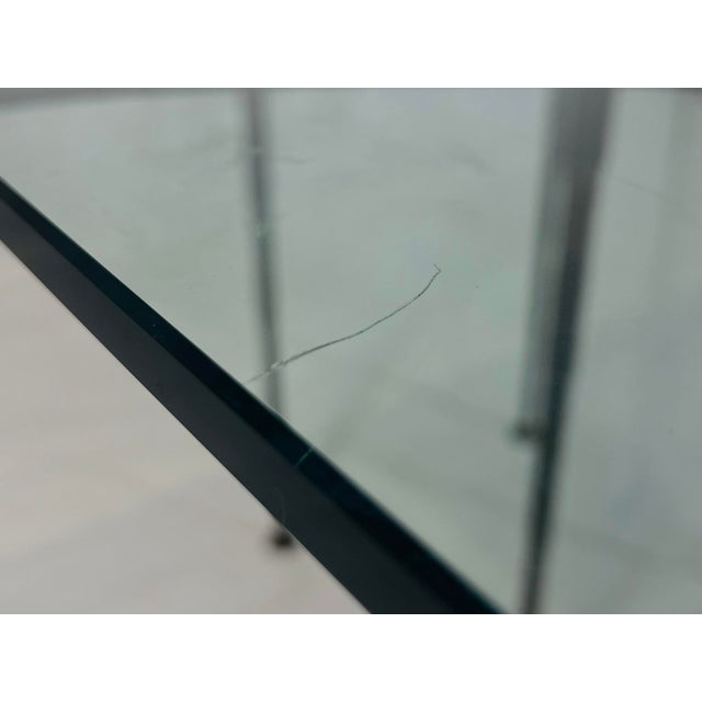 Architectural Glass Dining Table With Sculptural Metal Base, Usa, 1970s For Sale - Image 16 of 18