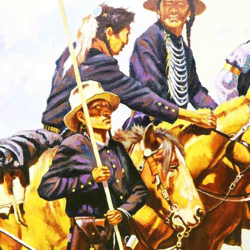 2000 - 2009 Oil Painting on Canvas of Indian Scouts Army Regulations by Reinhold, 2000s, Canvas For Sale - Image 5 of 8