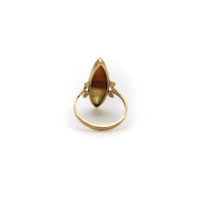 Victorian 10K Gold Banded Agate Ring Size 6 For Sale In Los Angeles - Image 6 of 8
