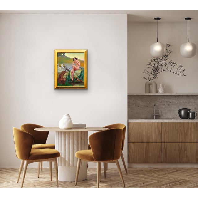 Margaret Maitland Howard, Pan, God of Nature, Playing Panpipes, 1930s, Oil Painting, Framed For Sale - Image 18 of 18