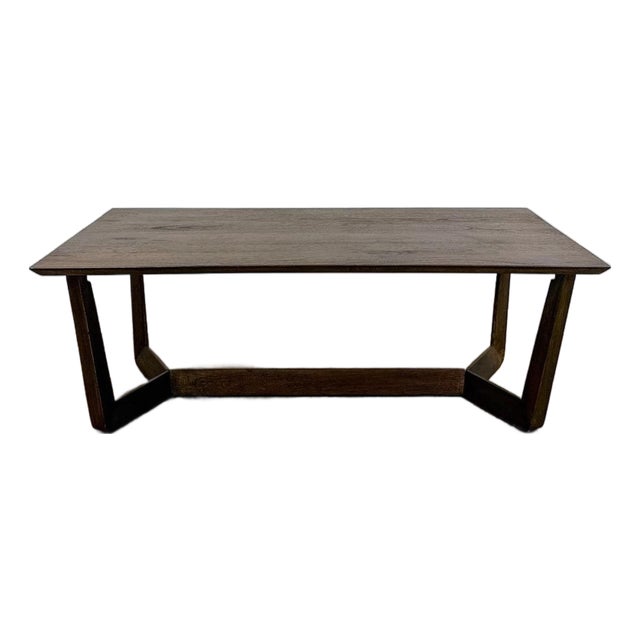 Vintage Style Williams Sonoma Home Dark Walnut Coffee Table MCM Wood For Sale