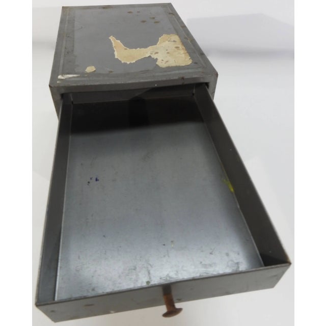 Midcentury Small Industrial Metal Box With Drawers For Sale - Image 9 of 10