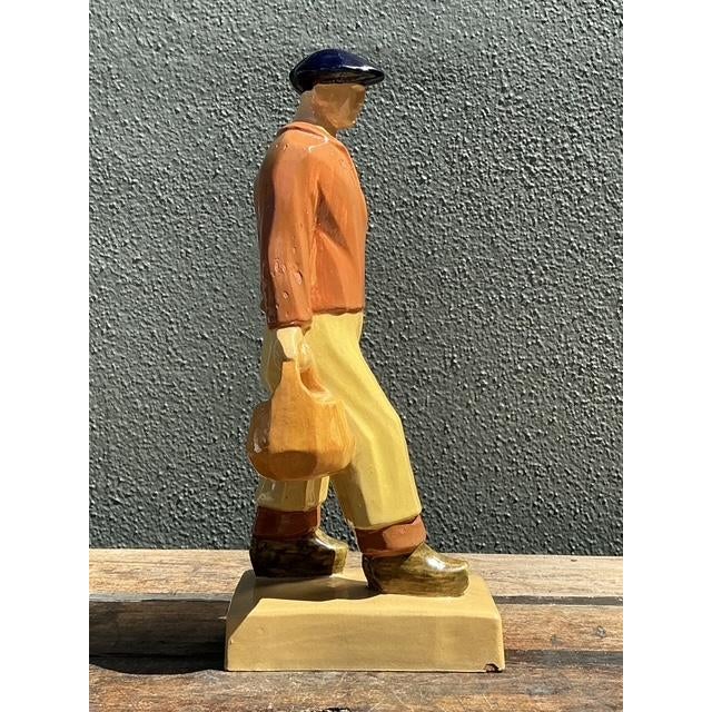 Vintage French Emile Just Bachelet for Henriot Ceramic Fisherman For Sale In West Palm - Image 6 of 12