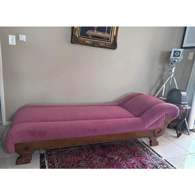 Vintage Pink Velvet Chaise Lounge / Fainting Couch For Sale - Image 9 of 10