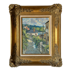 1981 Harold Demont Olsen " #2 Octuber Afternoon " Acrylic on Board Painting, Framed