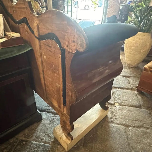 1840 Charles X Inlaid Wood and Black Velvet Sicilian Sofa For Sale - Image 11 of 12