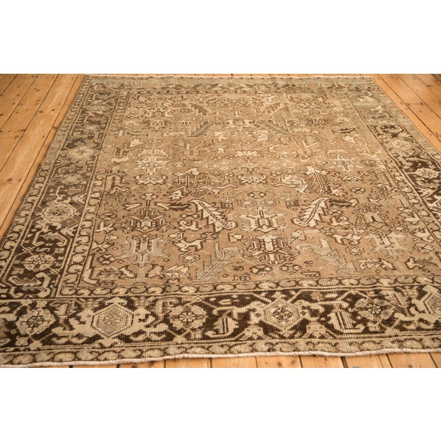 Chocolate Vintage Distressed Heriz Square Carpet - 7'1" x 7'3" For Sale - Image 8 of 10