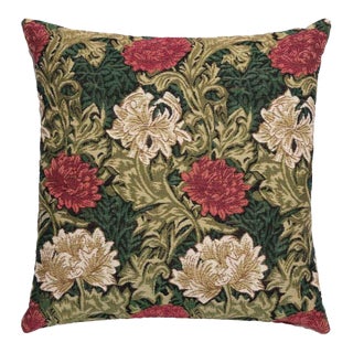 Chrysanthemums Green Regular Cushion With Feather Filler - 46x46cm (18"x18") For Sale