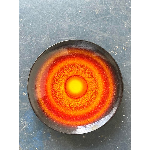 Orange Vintage English Poole Glazed Ceramic Platter For Sale - Image 8 of 12