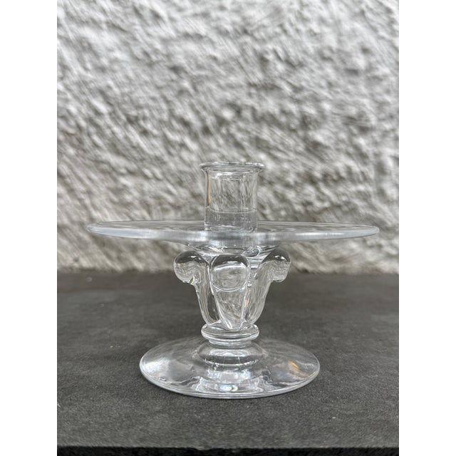 Steuben glass candlestick holder design by James McNaughton, c. 1938. The model number is 7208. The candle holder is...