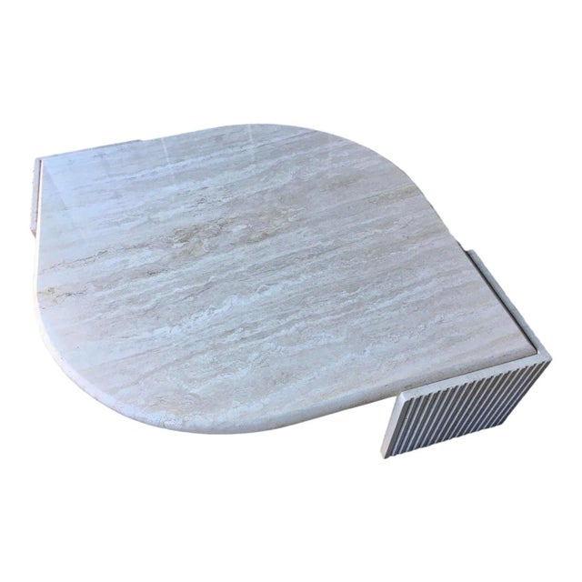 Postmodern “Teardrop” Travertine Coffee Table From Stone International Italy For Sale - Image 13 of 13