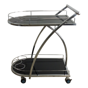 Postmodern Chrome and Glass Wheeled Bar Cart