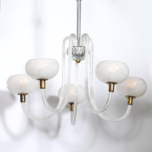 Mid-Century Hand-Blown Murano Glass 5-Arm Chandelier by Barovier & Toso For Sale - Image 10 of 18
