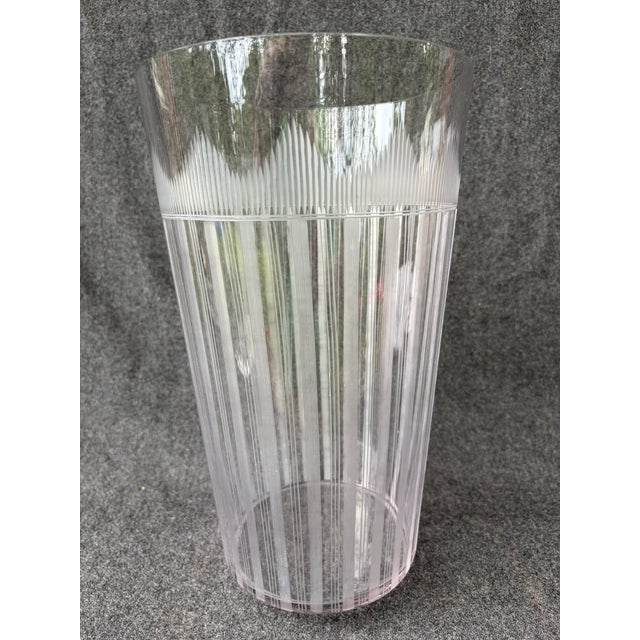Large Vintage Clear Ethed Crystal Vase For Sale - Image 15 of 18