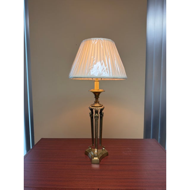 1990s Revival Solid Brass Table Lamp For Sale In New York - Image 6 of 7