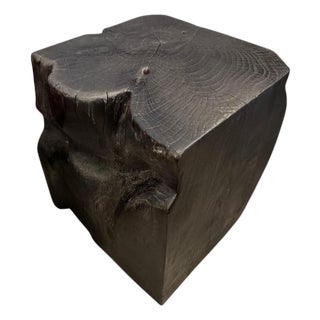 Andrianna Shamaris Sculptural Charred Teak Wood Side Table For Sale