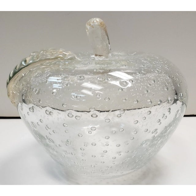 Italian Circa 1970 Italian Murano Glass Bullicante Gold Flecks Apple Sculpture Attributed to Alfredo Barbini For Sale - Image 3 of 7