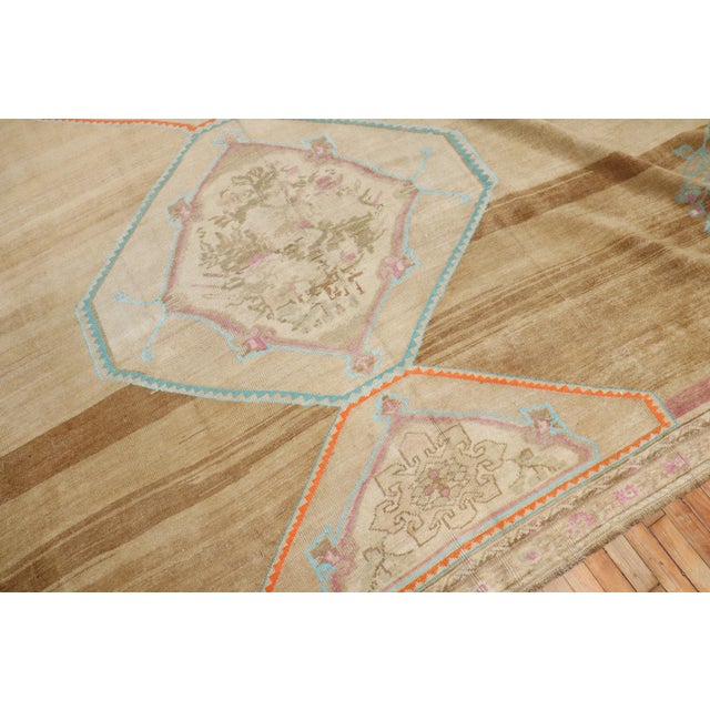 Tan Vintage Turkish Room Size Square Rug - 10'6" x 11'9" For Sale - Image 8 of 12
