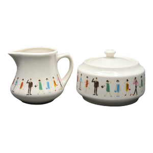 Vintage Cynthia Rowley for Fishs Eddy “Fashion People” Creamer and Sugar Bowl Set With Lid