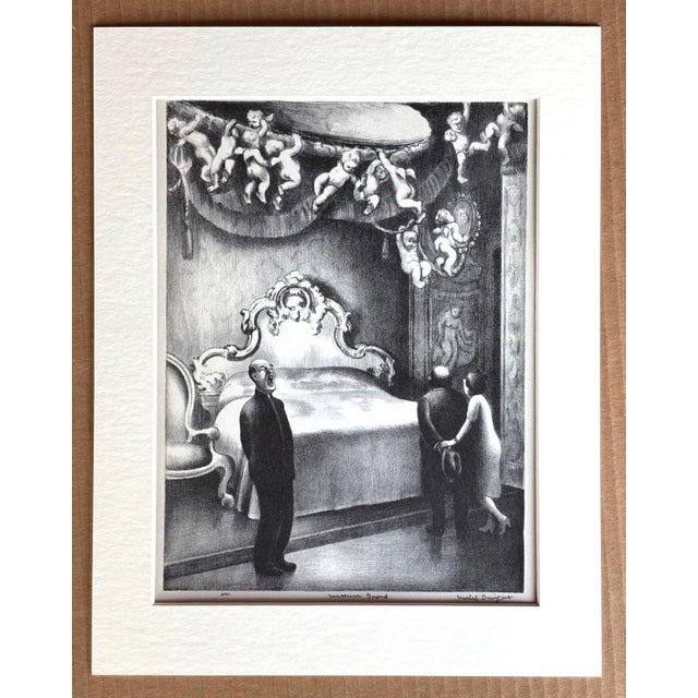 American Vintage 1939 Print in 11x14 Mat Ready to Frame: Mabel Dwight, "Museum Guard" EUC For Sale - Image 3 of 3