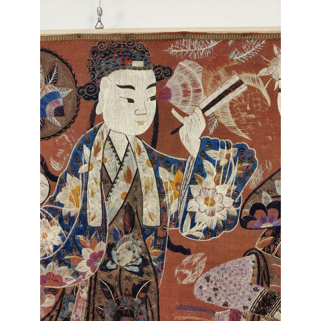 Chinese Tapestry Embroidered in Silk, 1890-1910 For Sale - Image 9 of 18