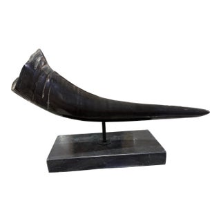 Buffalo Horn Vintage Handmade Home Decor on Marble Base 9x9 For Sale