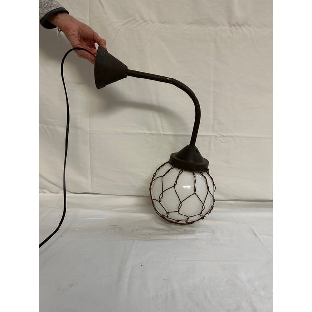 Vintage Caged Globe Sconce, Hardwired and ready to be installed
