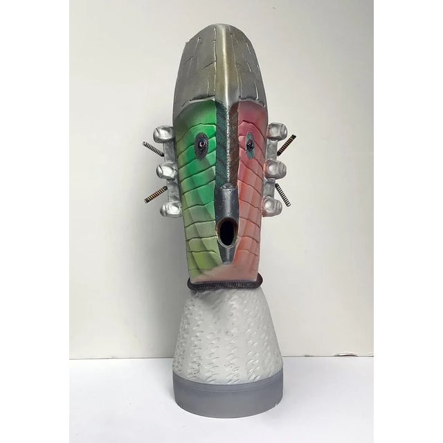 Metal "Worrier" Mixed-Media Sculpture, Signed For Sale - Image 7 of 7