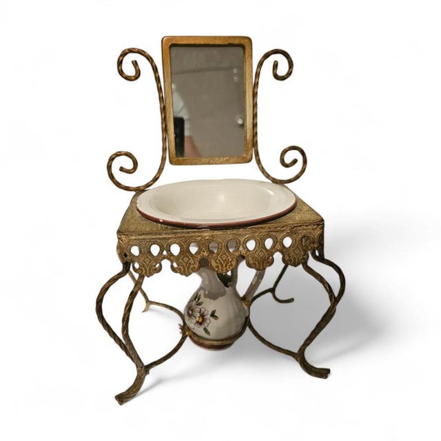 Antique Doll's House Dressing Mirror with Porcelain Jug For Sale - Image 11 of 12